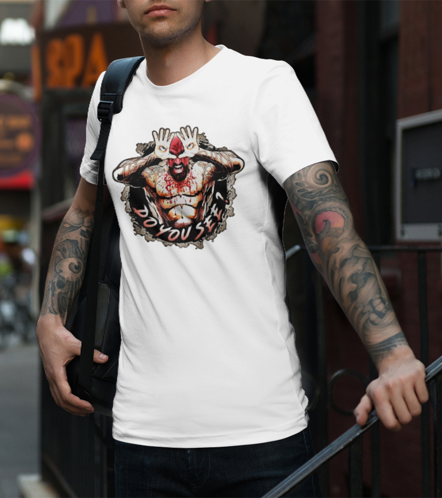 Franky The Mobster FTM Do You See Tattooed Figure With Hands Forming Eye Mask T-Shirt
