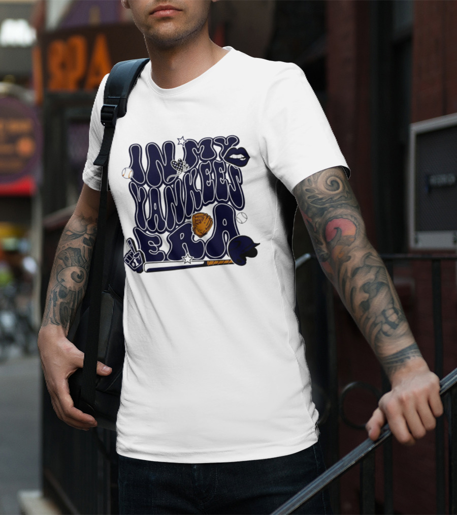 In My Yankees Era Baseball Bat MLB Baseball Lips Glove Yankees Era T-Shirt