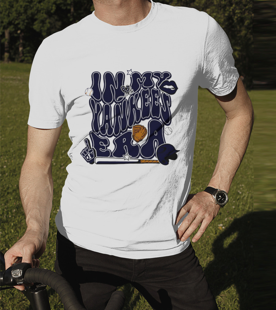 In My Yankees Era Baseball Bat MLB Baseball Lips Glove Yankees Era T-Shirt
