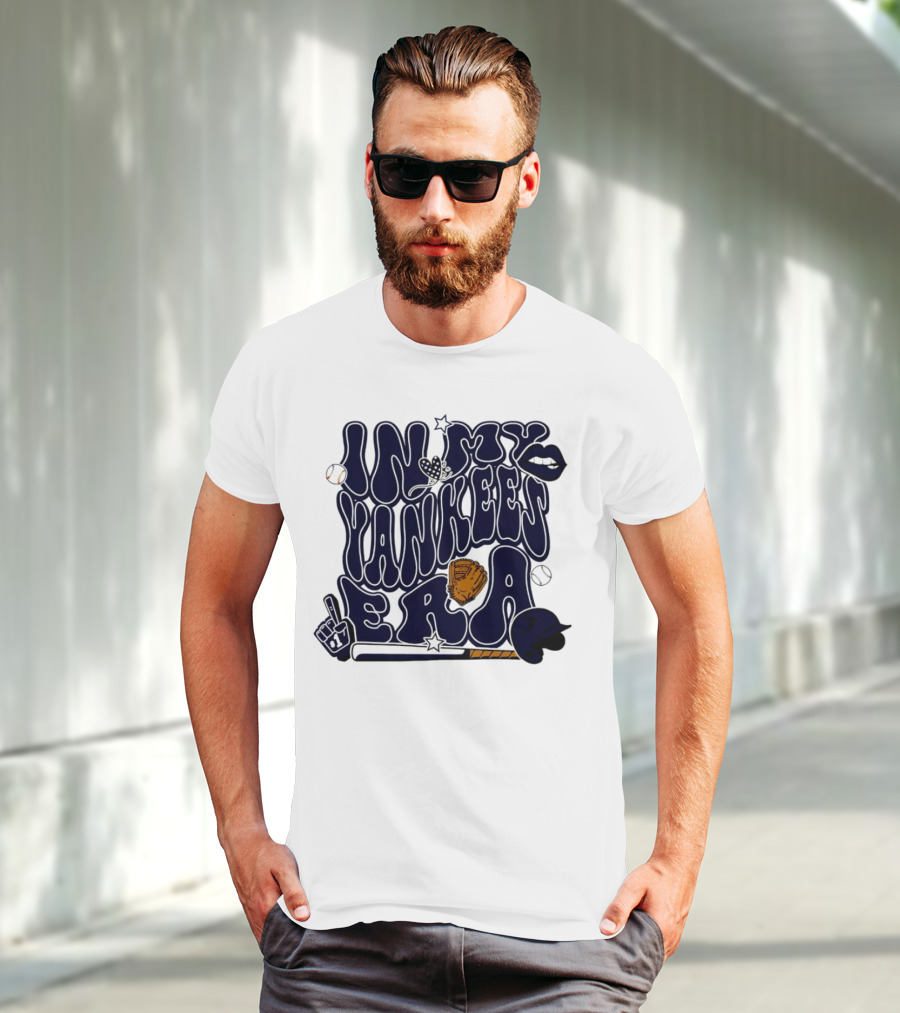 In My Yankees Era Baseball Bat MLB Baseball Lips Glove Yankees Era T-Shirt