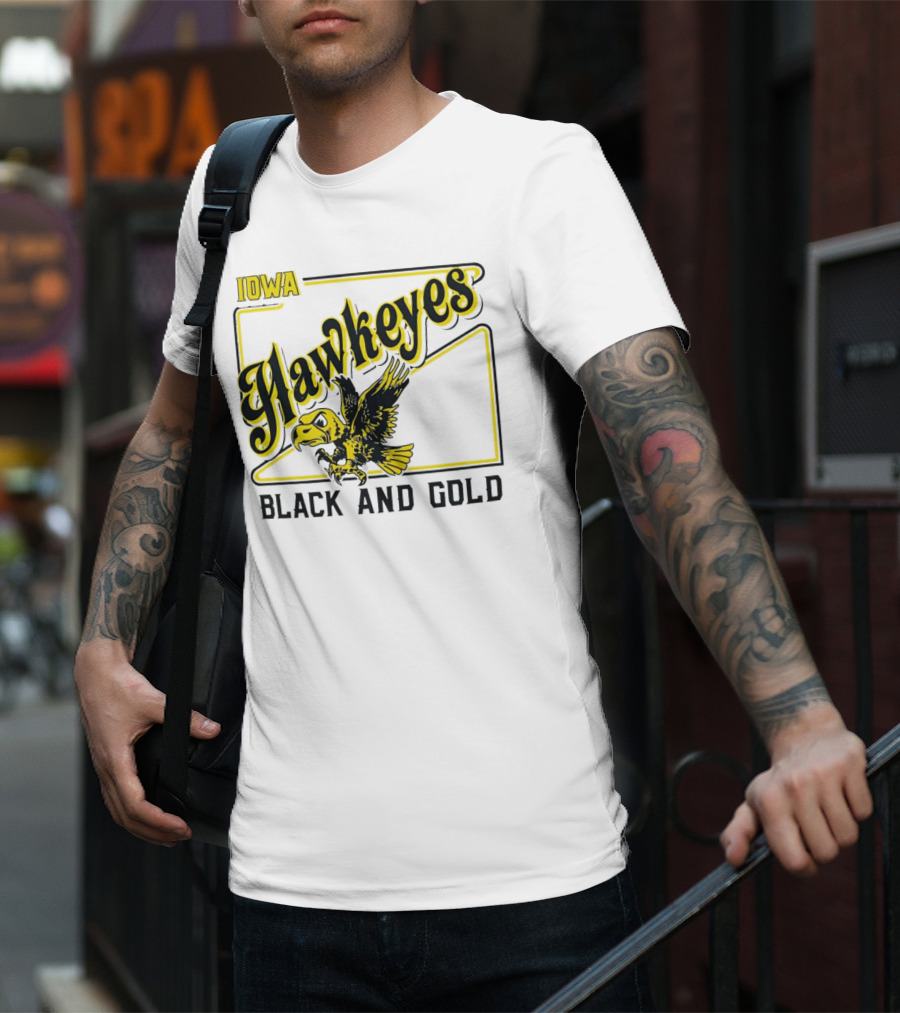 Iowa Hawkeyes Black And Gold Hawk T-Shirt