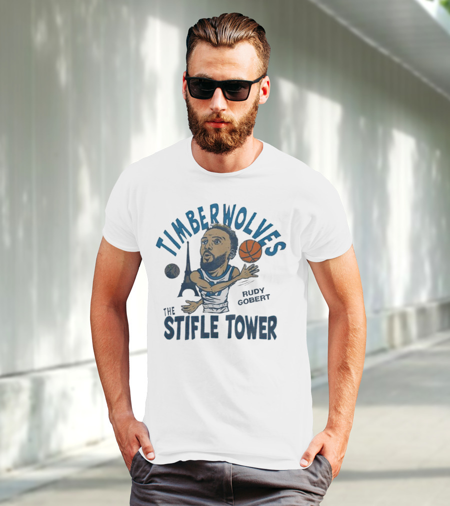 Timberwolves Rudy Gobert The Stifle Tower Basketball Player With Eiffel Tower And Basketball T-Shirt