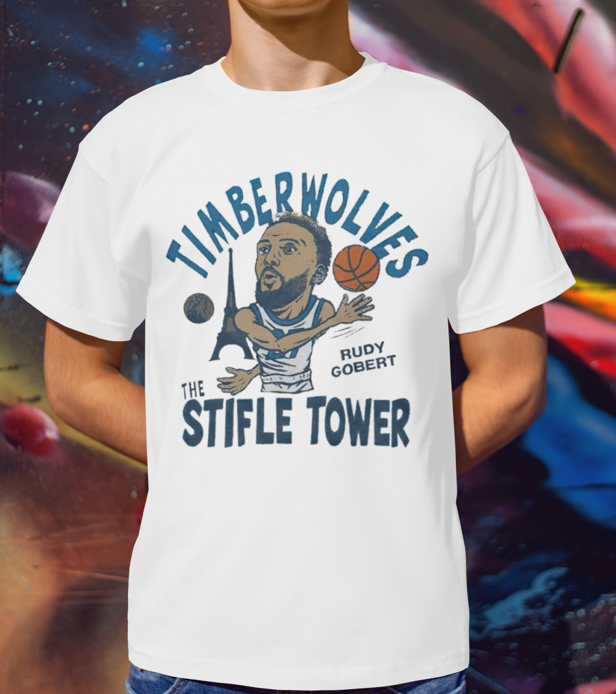 Timberwolves Rudy Gobert The Stifle Tower Basketball Player With Eiffel Tower And Basketball T-Shirt