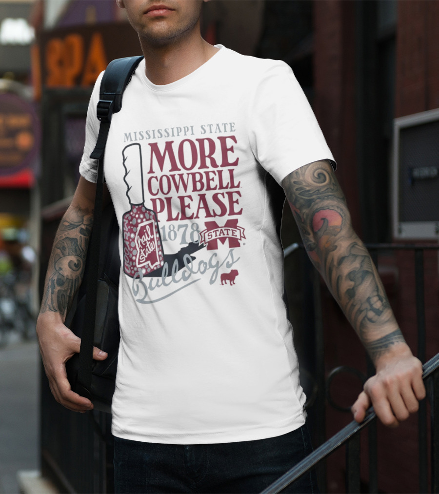 Mississippi State Bulldogs More Cowbell Please 1878 Vintage Cowbell T-Shirt