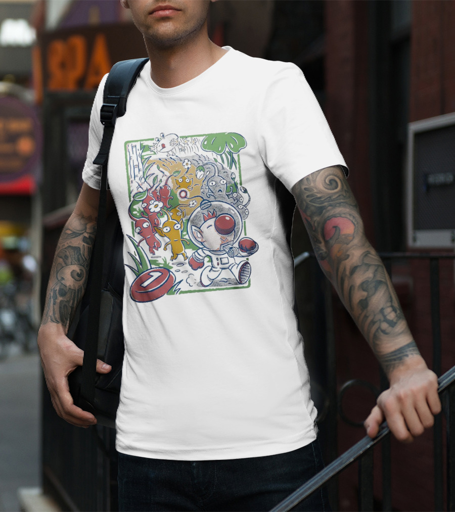 Captain Olimar And Colorful Pikmin Exploration Adventure T-Shirt