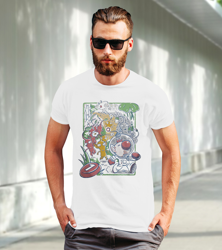 Captain Olimar And Colorful Pikmin Exploration Adventure T-Shirt