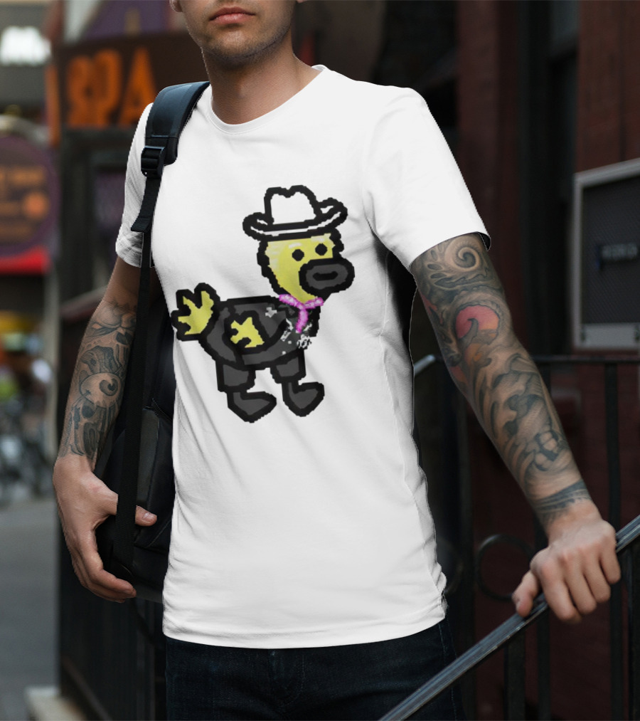 Ken Gosling Pixel Art Cowboy Duck With Hat And Scarf T-Shirt