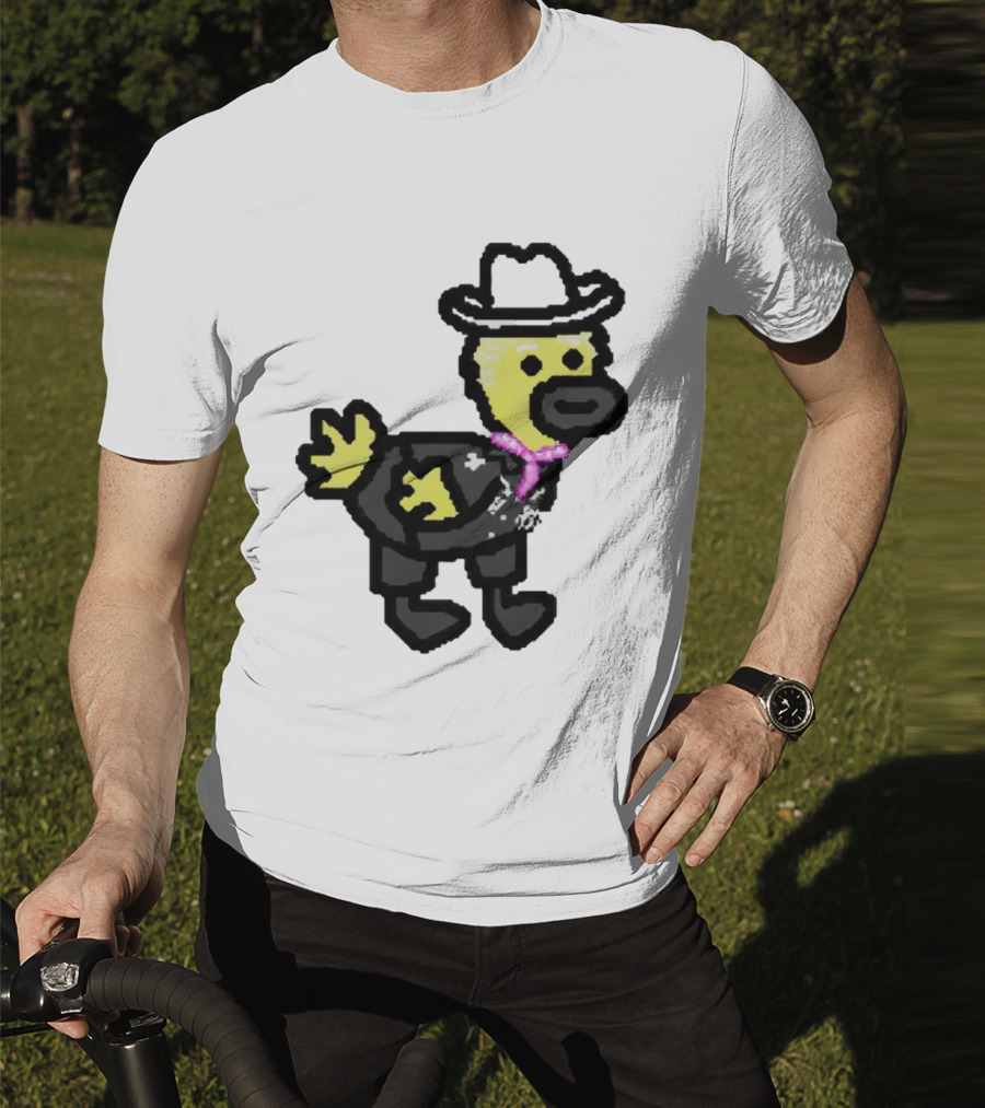 Ken Gosling Pixel Art Cowboy Duck With Hat And Scarf T-Shirt