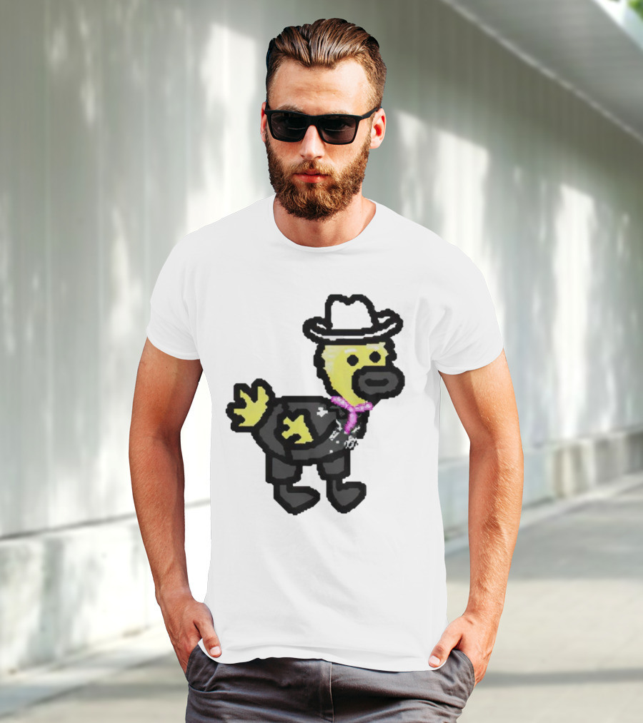 Ken Gosling Pixel Art Cowboy Duck With Hat And Scarf T-Shirt
