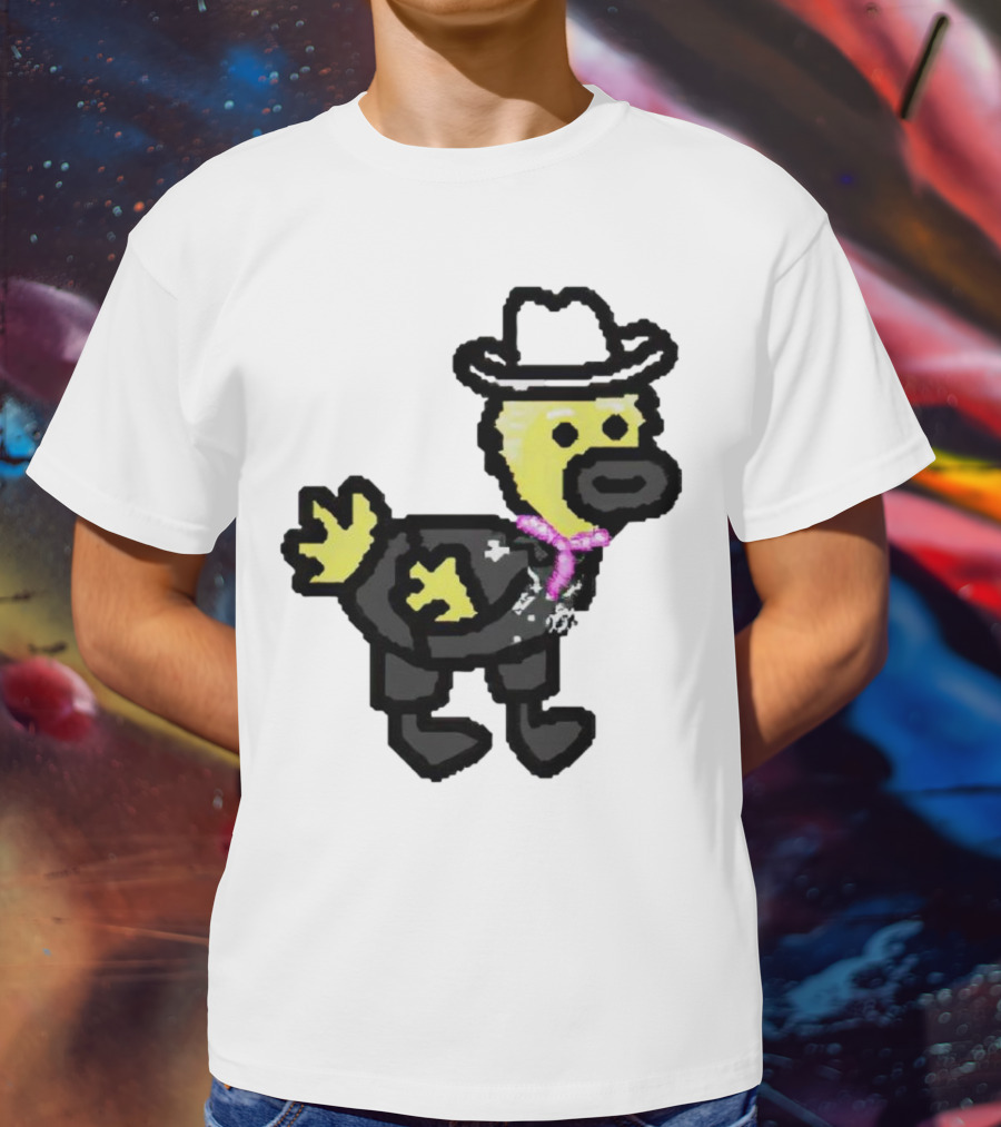 Ken Gosling Pixel Art Cowboy Duck With Hat And Scarf T-Shirt