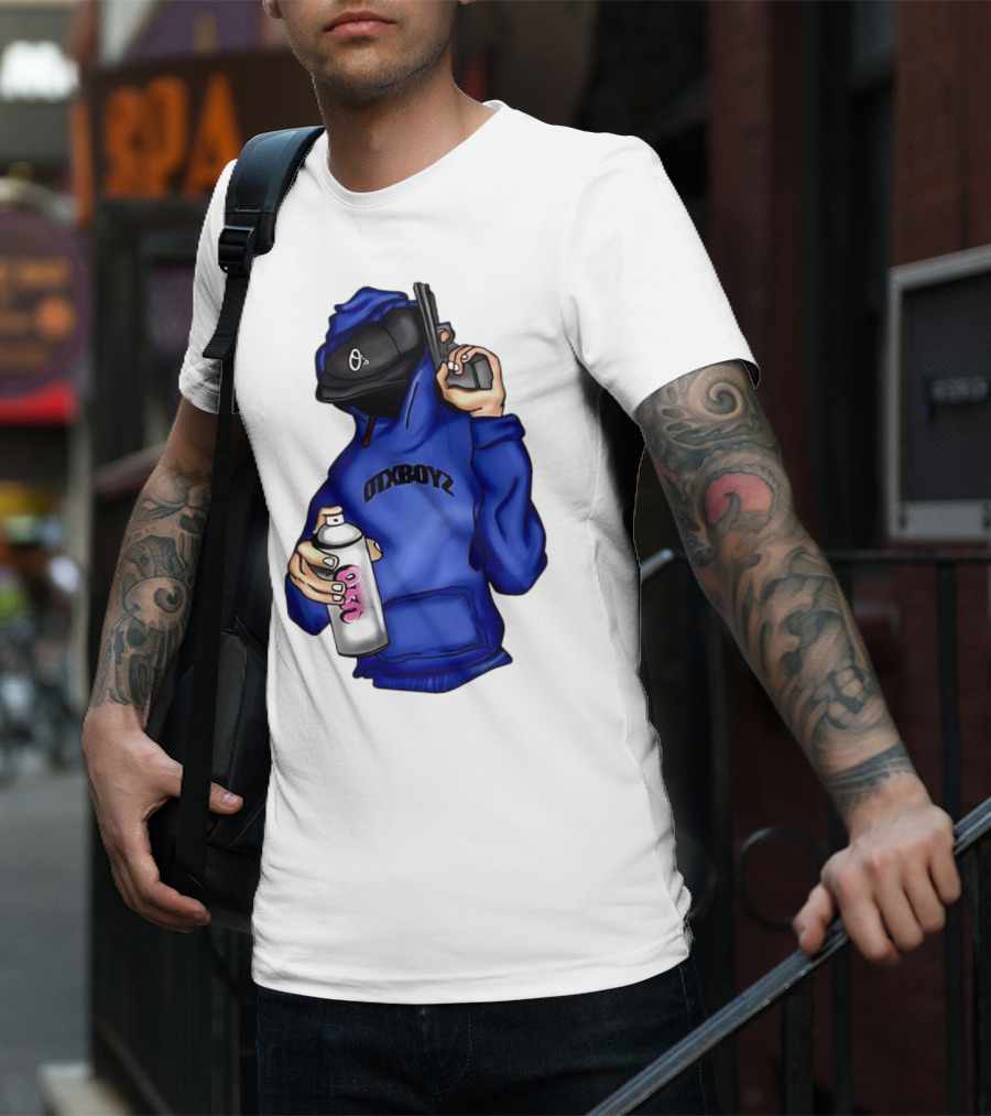 OTXBOYZ Hooded Figure With Spray And Gun T-Shirt