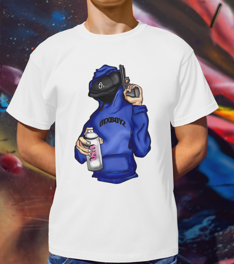 OTXBOYZ Hooded Figure With Spray And Gun T-Shirt
