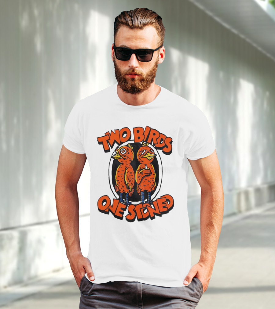 Two Birds One Stoned Psychedelic Chickens T-Shirt