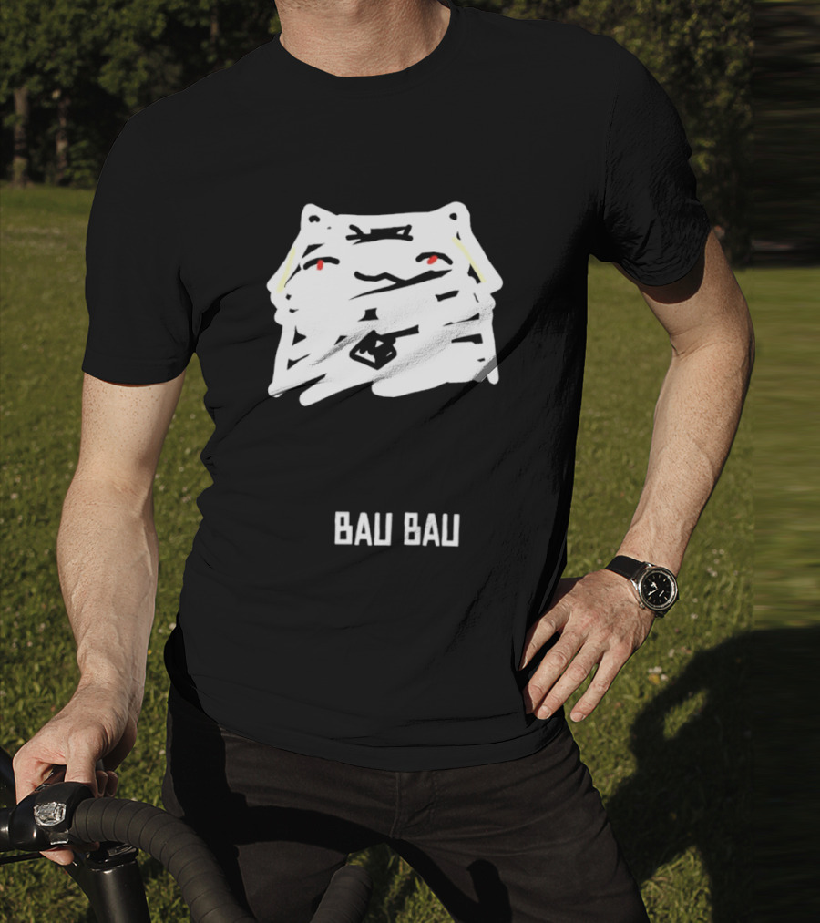Bau Bau Cat Minimalist Face Sketch T-Shirt