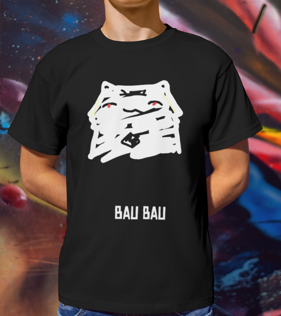 Bau Bau Cat Minimalist Face Sketch T-Shirt