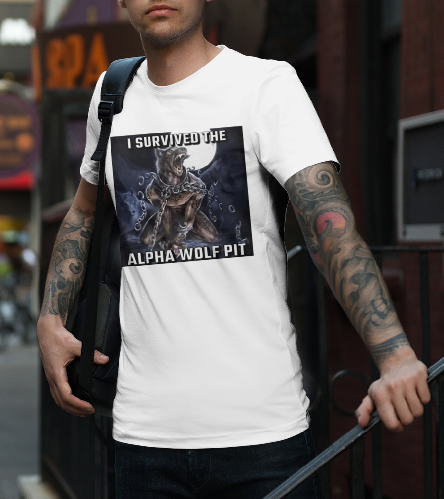 Survived The Alpha Wolf Pit Under Full Moon Chains T-Shirt