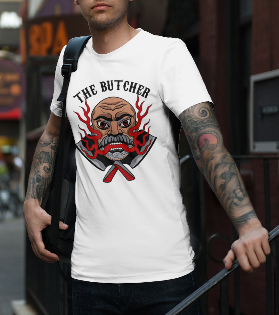 The Butcher Fiery Face With Crossed Cleavers T-Shirt