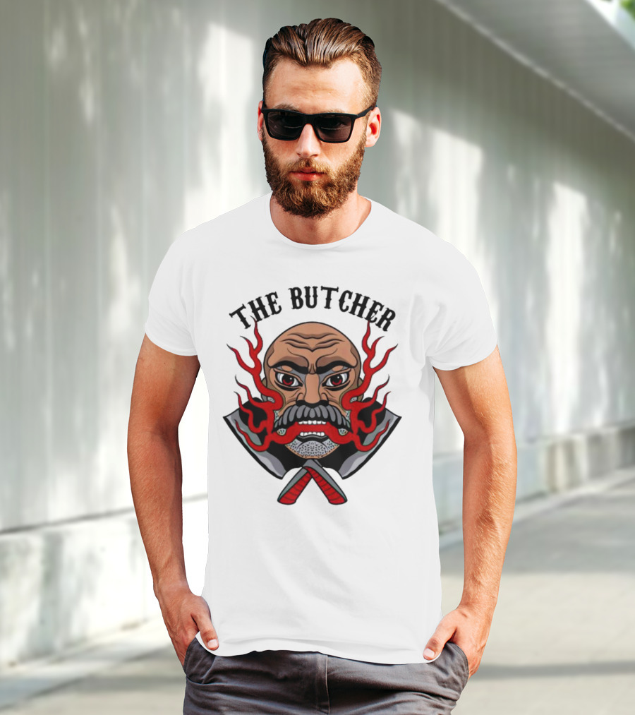 The Butcher Fiery Face With Crossed Cleavers T-Shirt