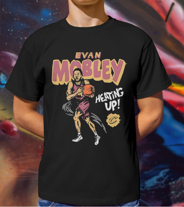 Evan Mobley Heating Up Cleveland Cavaliers Cartoon Basketball Player T-Shirt