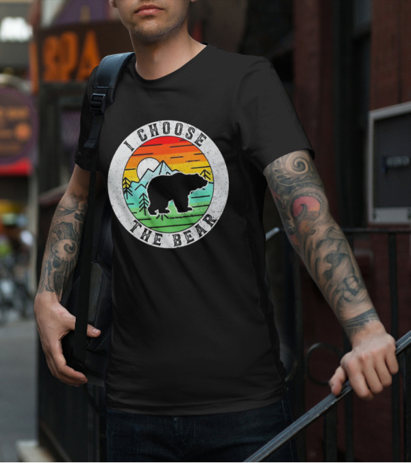 I Choose The Bear Vintage Sunset Mountains T-Shirt