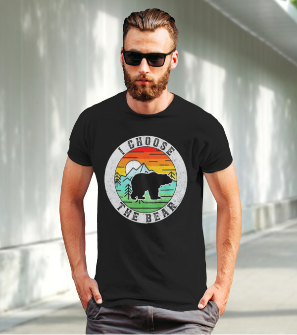 I Choose The Bear Vintage Sunset Mountains T-Shirt