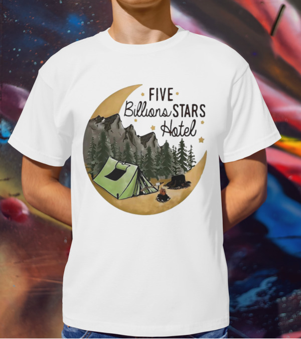 Five Billions Stars Hotel Camping Adventure Under Moonlit Forest T-Shirt