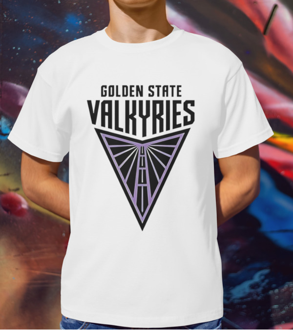 Golden State Valkyries Triangular Emblem In Black And Purple T-Shirt