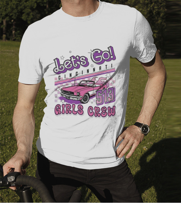 Let's Go Cincinnati Girls Crew 513 Pink Car T-Shirt