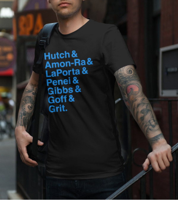 Hutch And Amon-ra And Laporta And Penei And Gibbs And Goff And Grit Detroit Lions NFL Players T-Shirt