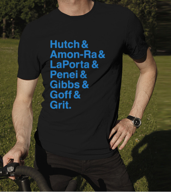 Hutch And Amon-ra And Laporta And Penei And Gibbs And Goff And Grit Detroit Lions NFL Players T-Shirt