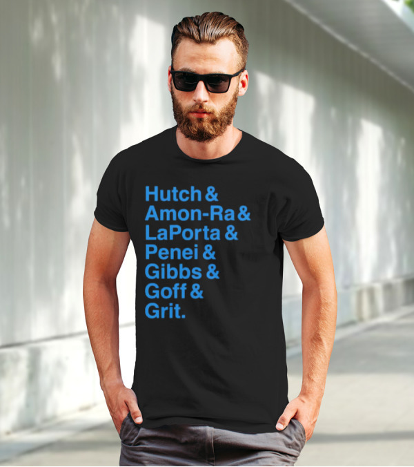 Hutch And Amon-ra And Laporta And Penei And Gibbs And Goff And Grit Detroit Lions NFL Players T-Shirt