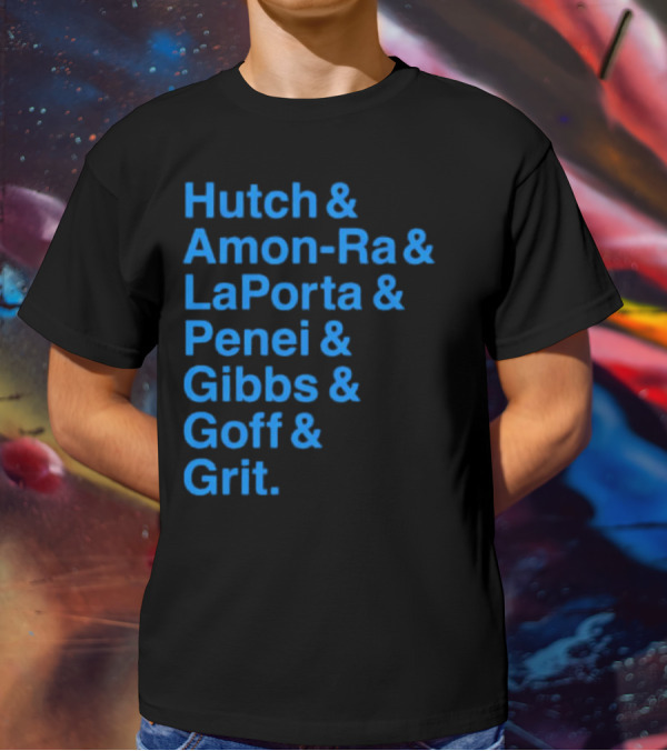 Hutch And Amon-ra And Laporta And Penei And Gibbs And Goff And Grit Detroit Lions NFL Players T-Shirt