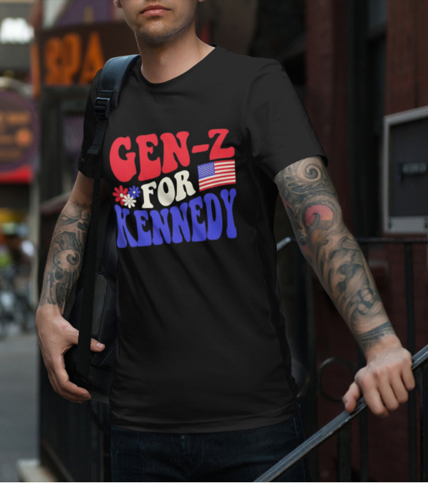 Gen-Z For Kennedy American Flag Retro Flowers T-Shirt