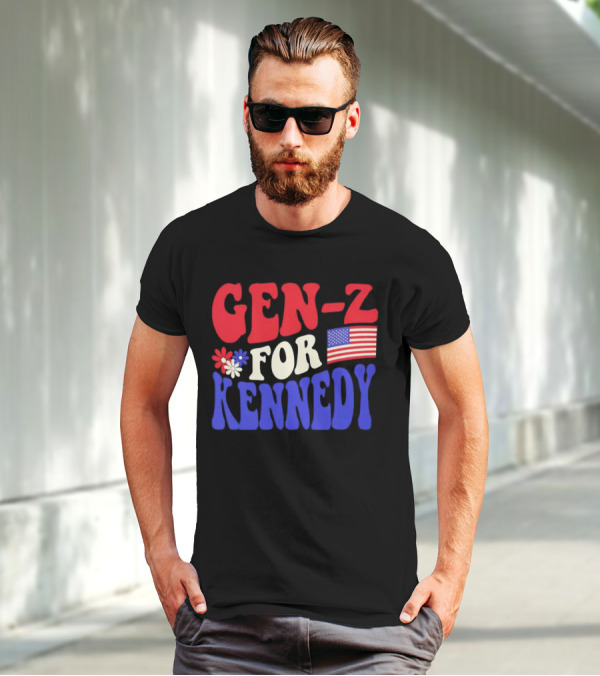 Gen-Z For Kennedy American Flag Retro Flowers T-Shirt