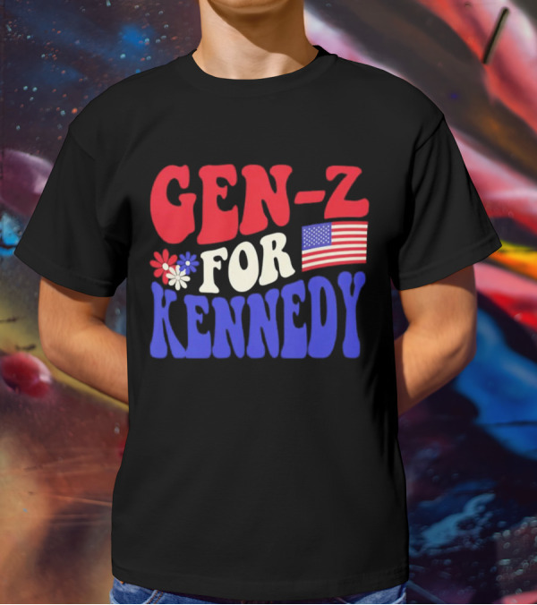 Gen-Z For Kennedy American Flag Retro Flowers T-Shirt
