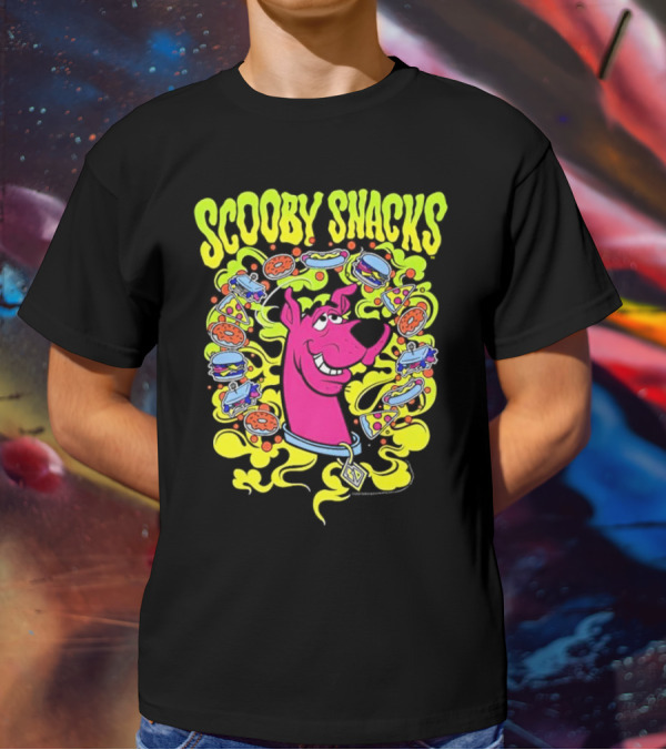 Scooby Snacks Scooby Doo Illustrated Neon Collage T-Shirt