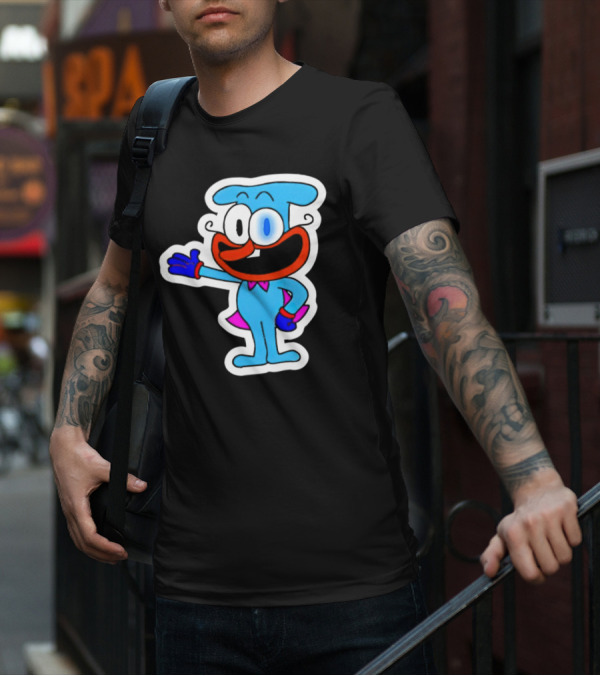 The Doise Cartoon Character With Blue Outfit And Red Accent Detailing T-Shirt
