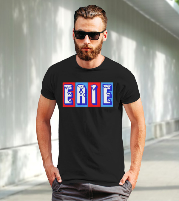 ERIE Ice Block Letters T-Shirt