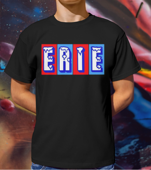 ERIE Ice Block Letters T-Shirt