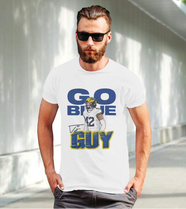 Go Blue Tj Guy 42 Football Player T-Shirt