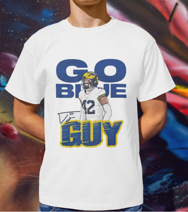 Go Blue Tj Guy 42 Football Player T-Shirt