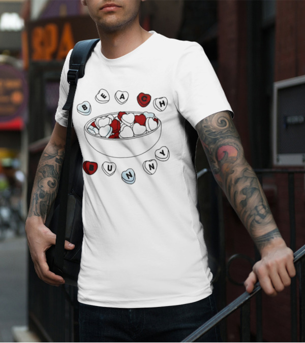 BEACH Bunny Heart Bowl With Red And Black Hearts T-Shirt