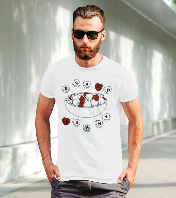 BEACH Bunny Heart Bowl With Red And Black Hearts T-Shirt