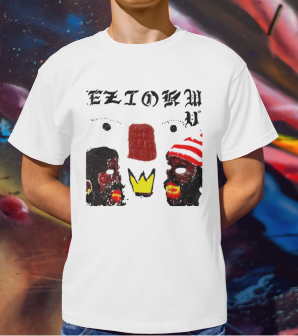 Eziokwu Mixtape Album Crowned Faces With Red Beanie And Glowing Accents T-Shirt
