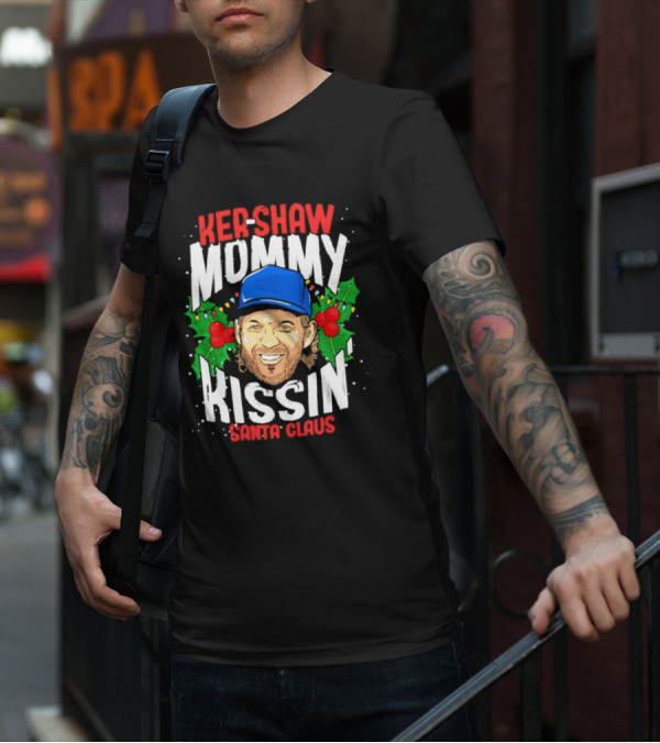 Kershaw Mommy Kissin’ Santa Claus Christmas Parody With Baseball Cap T-Shirt
