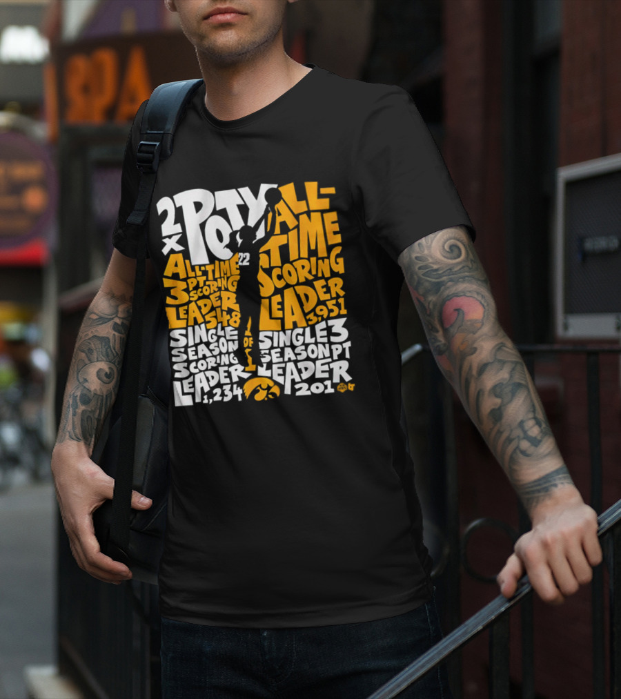 2X POTY Iowa All Time Scoring Leader 3951 Single Season Scoring Leader 1234 T-Shirt