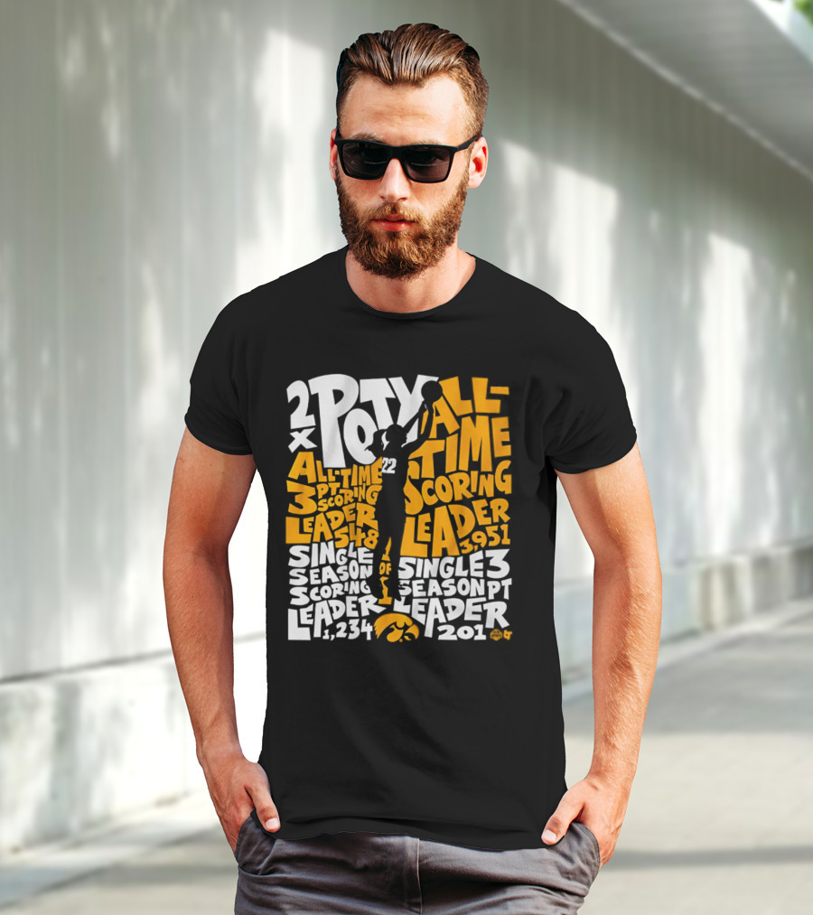 2X POTY Iowa All Time Scoring Leader 3951 Single Season Scoring Leader 1234 T-Shirt