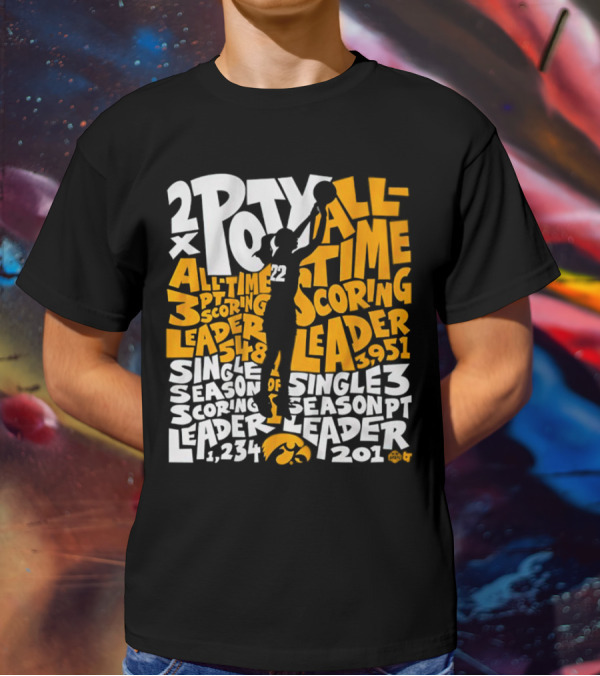 2X POTY Iowa All Time Scoring Leader 3951 Single Season Scoring Leader 1234 T-Shirt