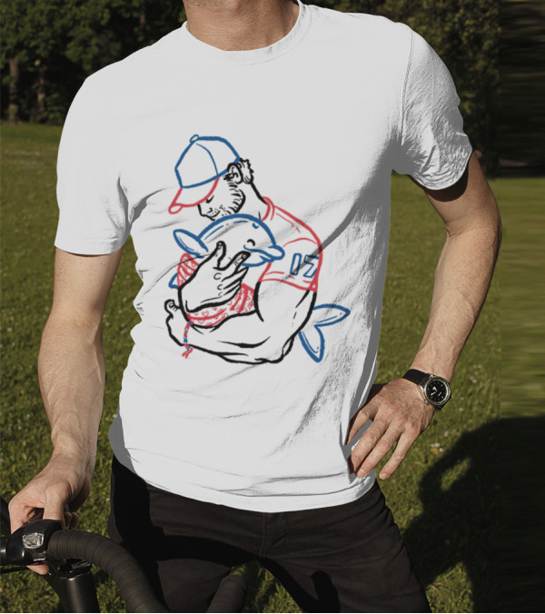 Dolphin I Love You Dad 17 Baseball Player Hugging Child's Plush Toy T-Shirt