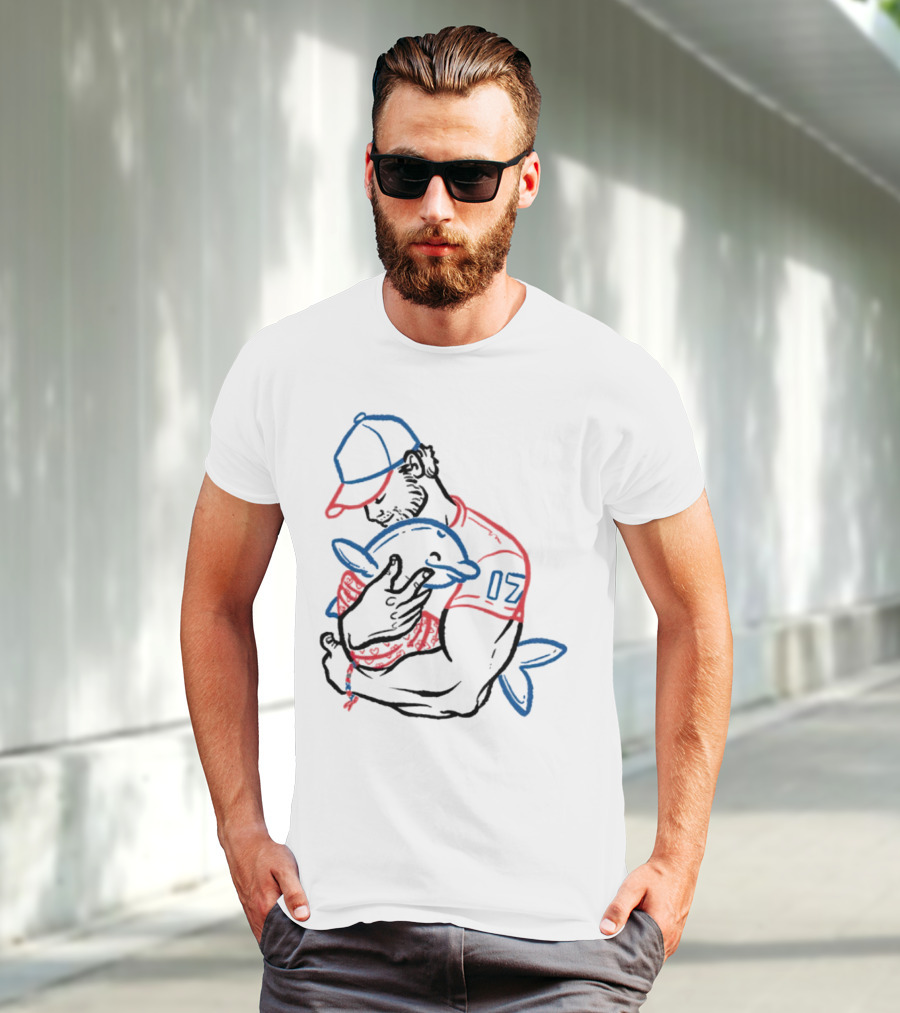 Dolphin I Love You Dad 17 Baseball Player Hugging Child's Plush Toy T-Shirt